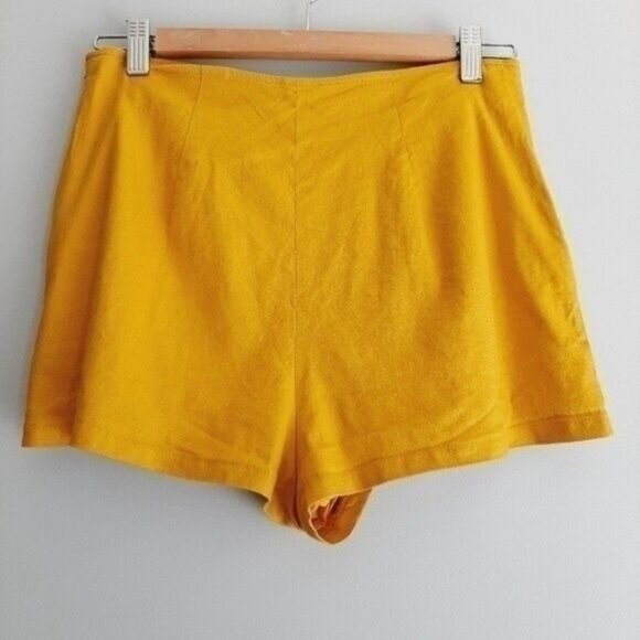 LEITH | Nordstrom Linen Blend High Waisted Yellow Shorts Sz S - Picture 5 of 11